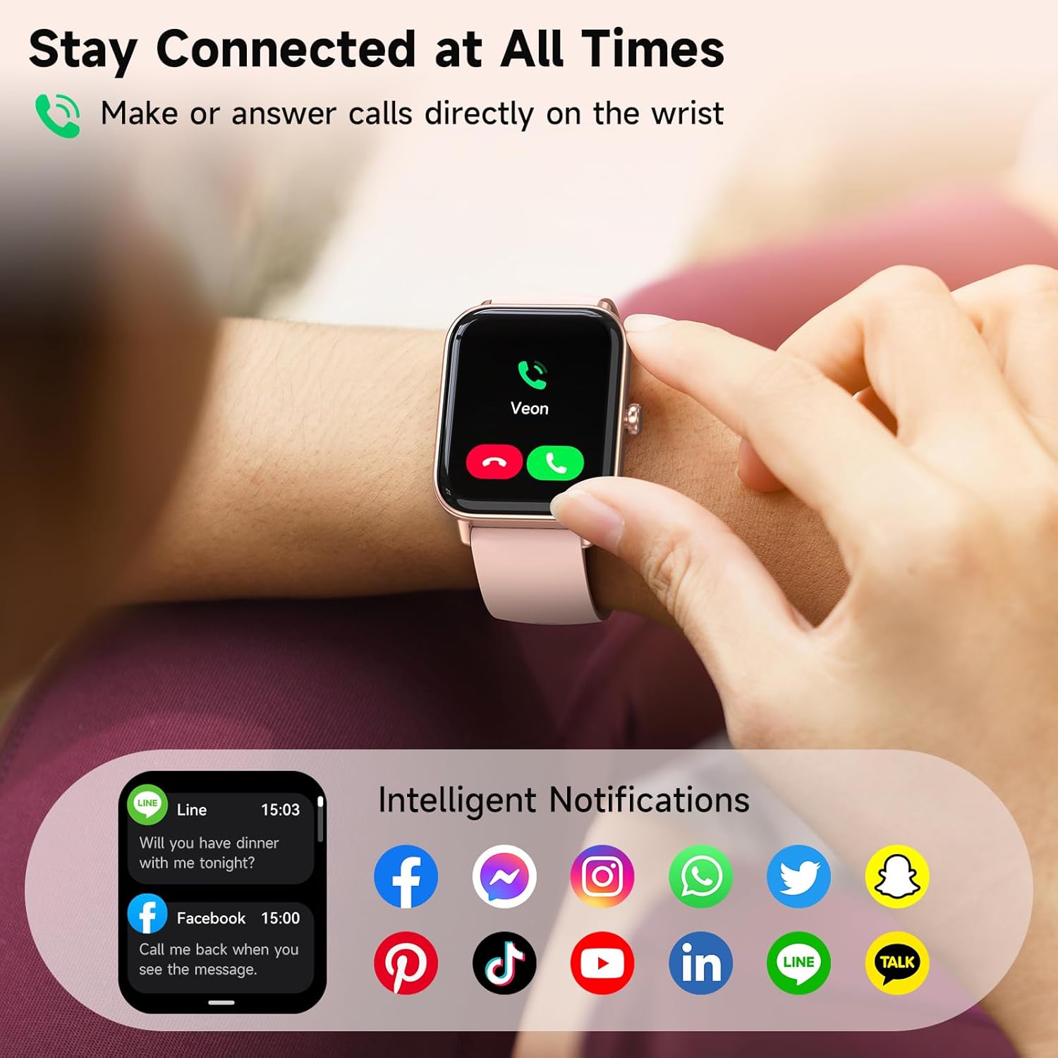 Women Smart Watch Alexa Call 100 Sports IP68