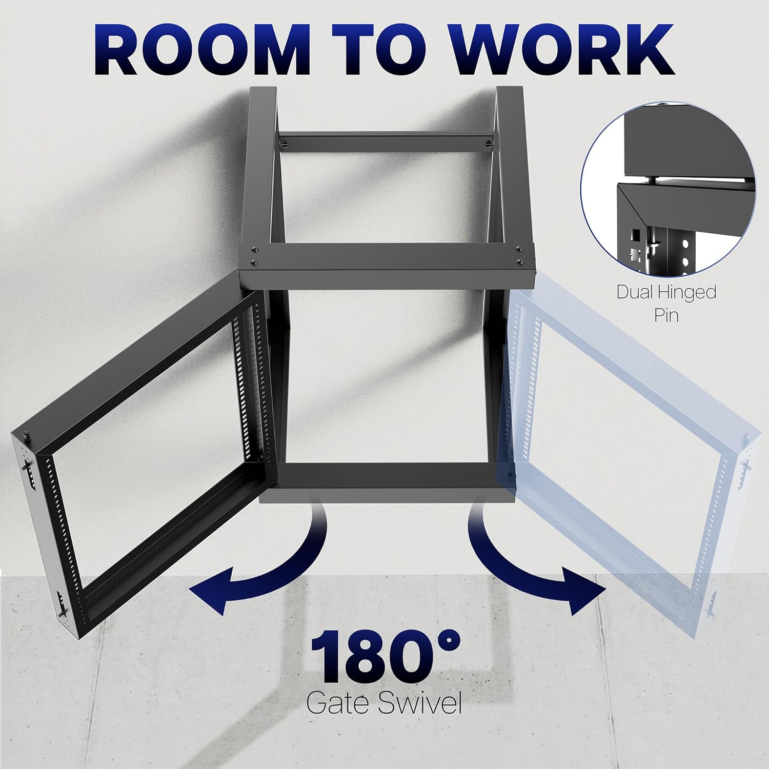 12U Swing Gate Wall Mount IT Network Rack Cabinet