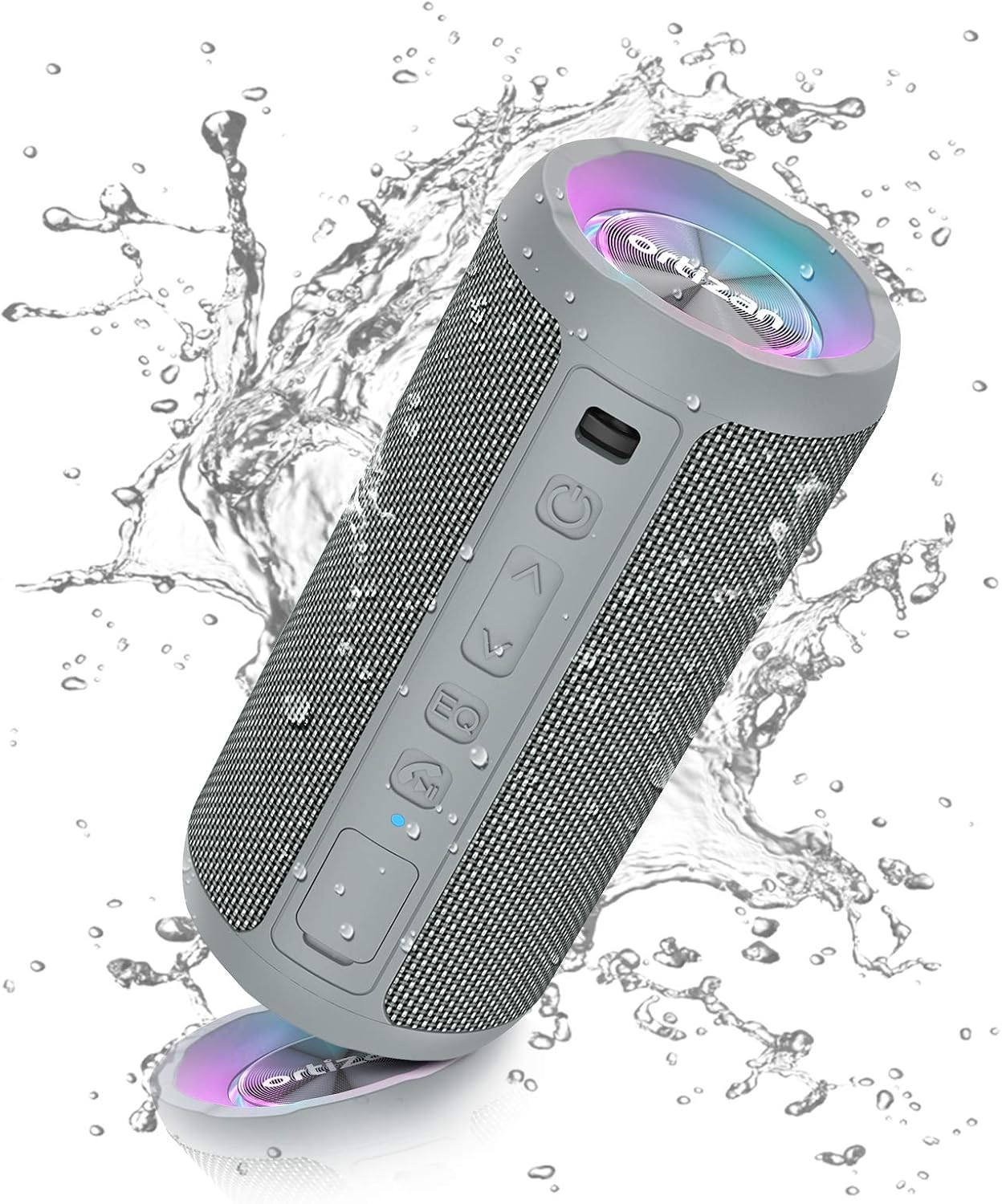 Portable Bluetooth Speaker 40W Bass LED Lights IPX7 Waterproof 30H