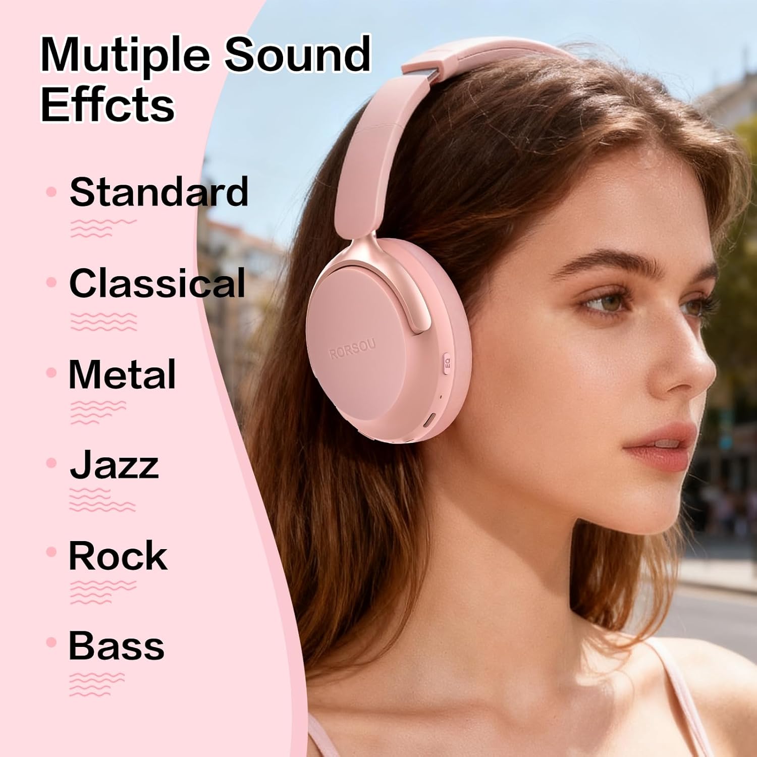 Wireless Over Ear Bluetooth Headphones 50H Playtime Deep Bass 6 EQ