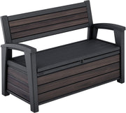227L Outdoor Garden Storage Bench Wood Look Resin Patio Seat