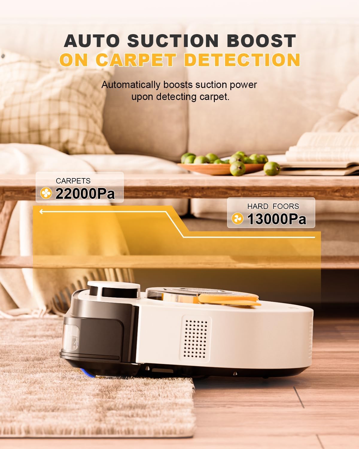 Robot Vacuum 22000Pa LiDAR Mapping Pet Hair WiFi App Auto Clean