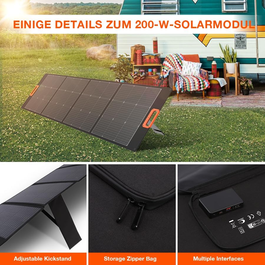 200W Foldable Portable Solar Panel USB-C USB Camping Travel