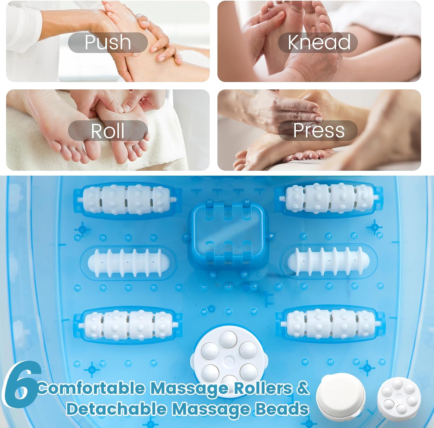 Foot Spa Massager Heat Bubble Vibration Rollers Pedicure Bath