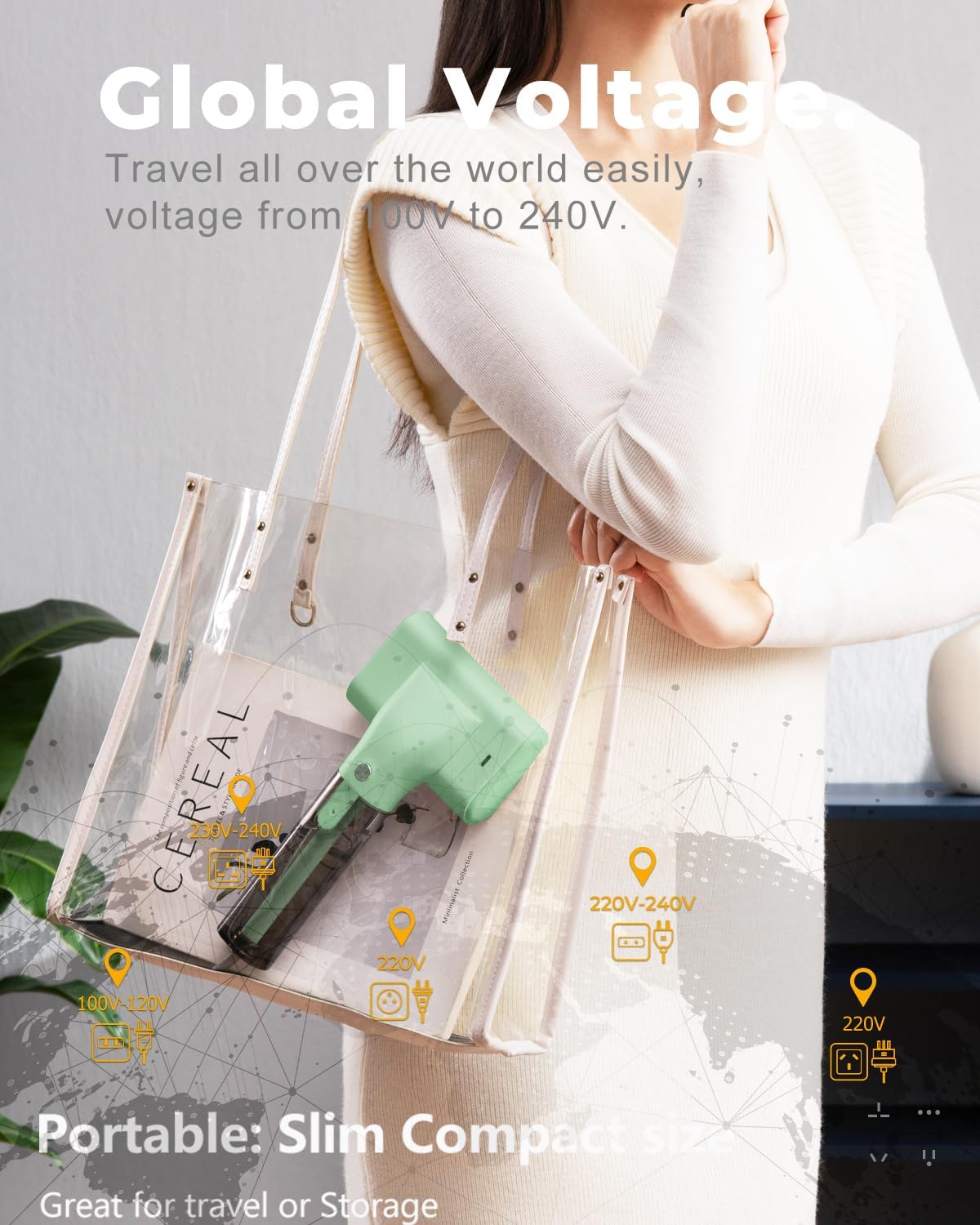 Portable Garment Steamer 1200W Global Voltage Fast Heat Travel