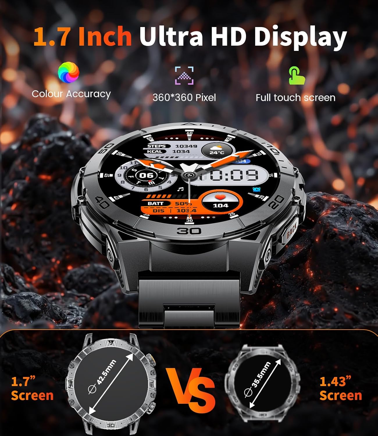 Military Smart Watch 1000mAh Bluetooth Call 100 Sports