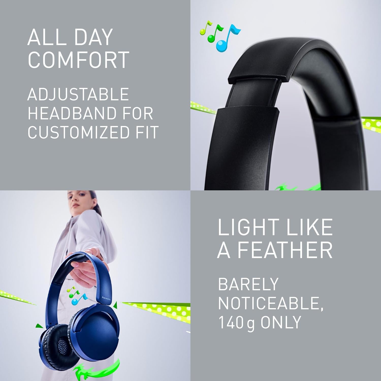 Wireless On Ear Bluetooth Headphones 72H Playtime Mic Multipoint
