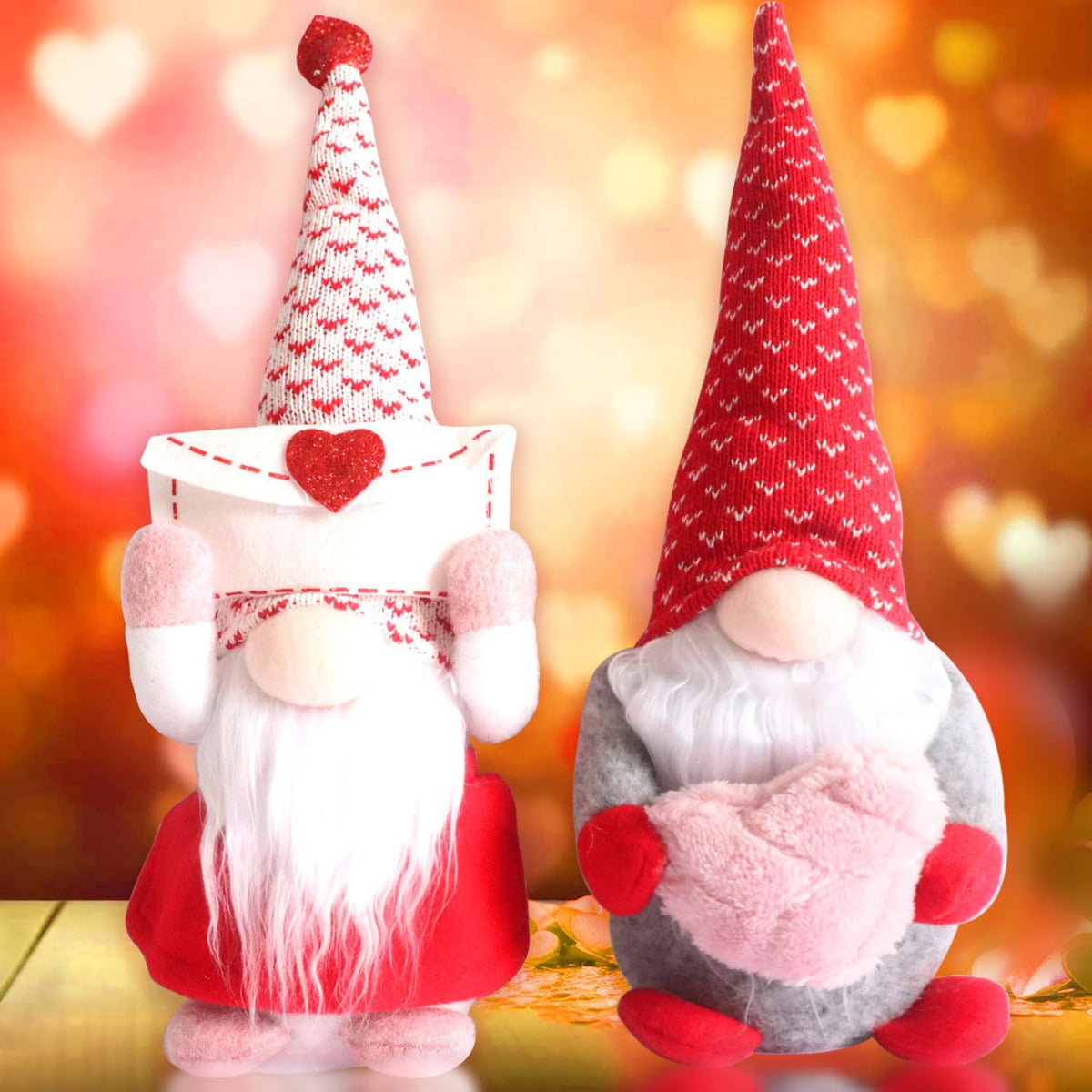 Valentines Gnome Plush Dolls Set Mr and Mrs Table Decor Gift