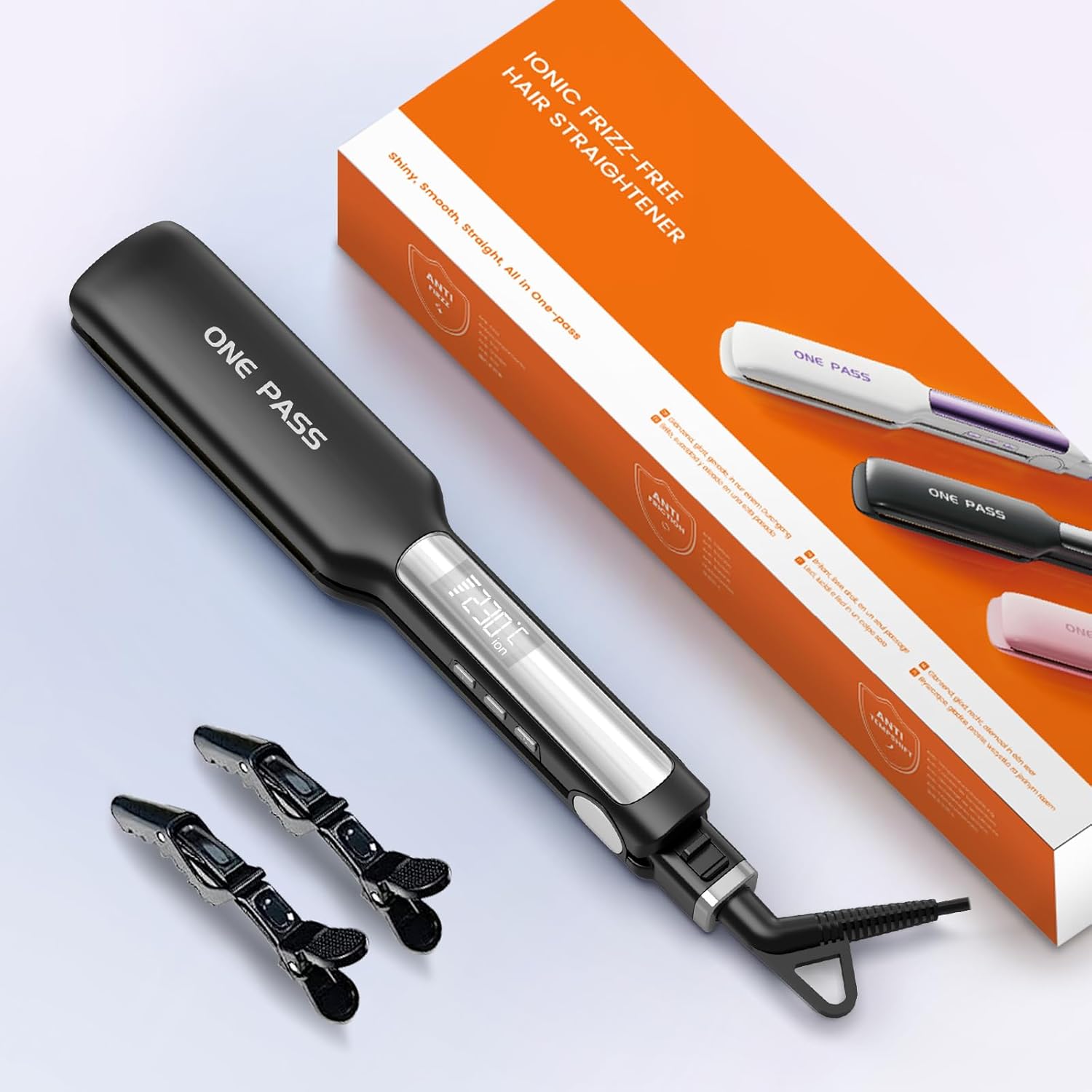 Wide Plate Titanium Hair Straightener Ionic Flat Iron 11 Temp Fast Heat