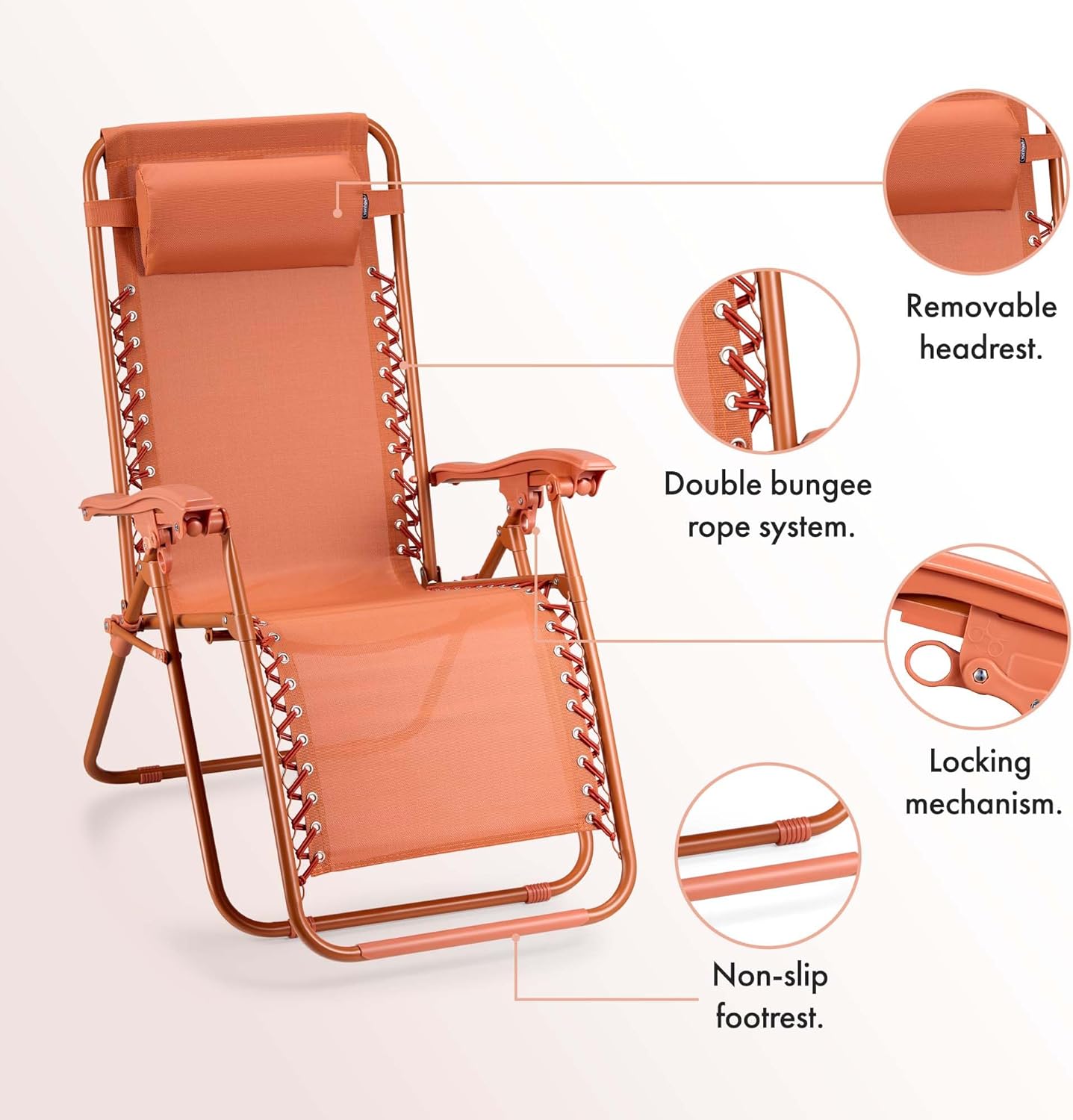 Zero Gravity Garden Chairs Set of 2 Folding Reclining Loungers