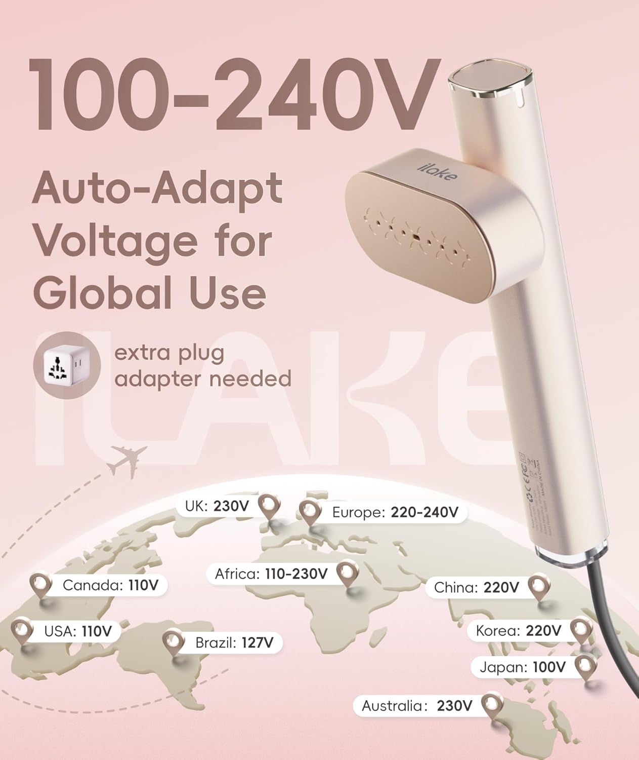 Travel Garment Steamer Dual Voltage 1000W Foldable Portable Iron