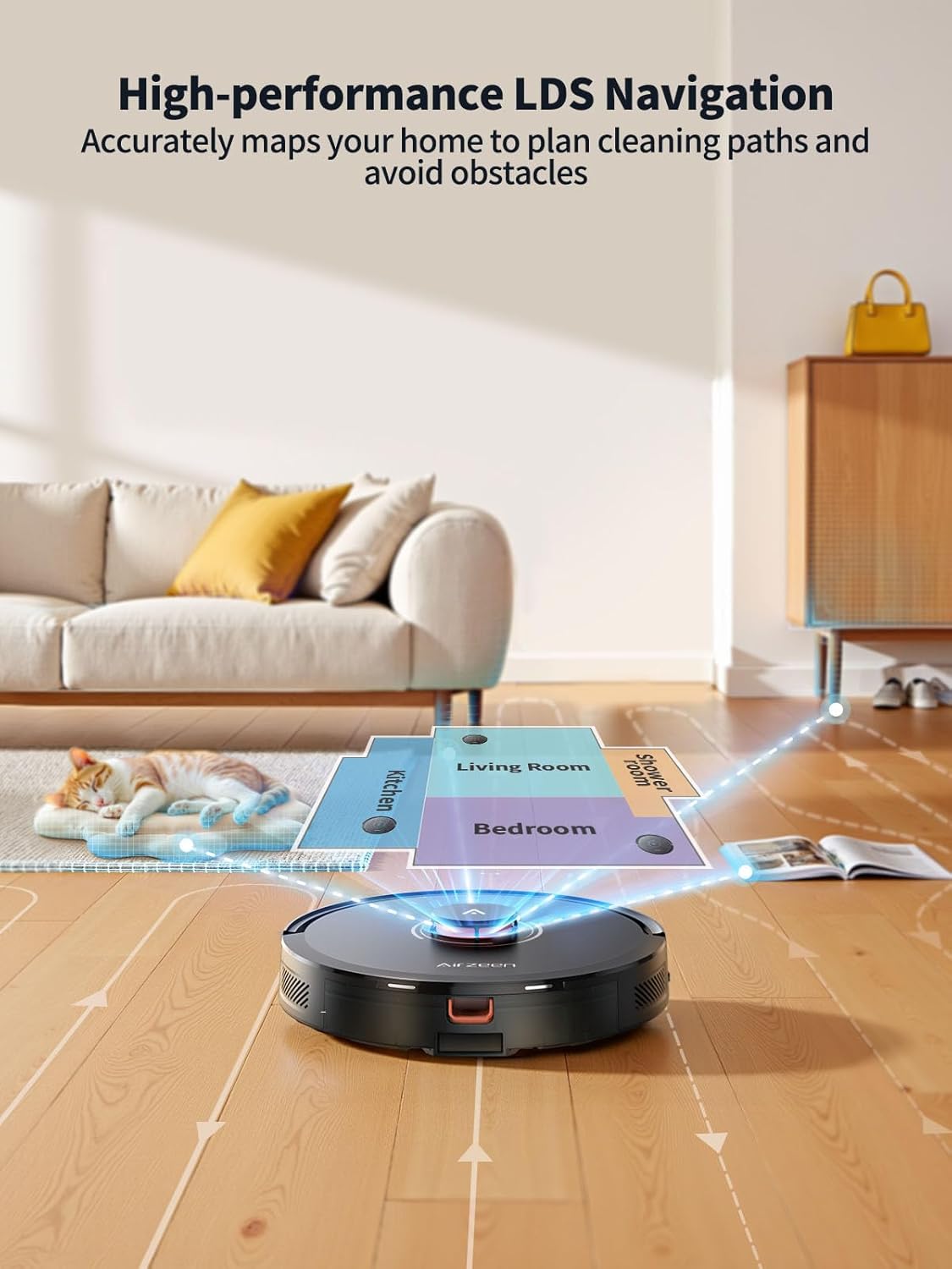 Self Empty Robot Vacuum Mop 8000Pa LiDAR Smart Cleaner