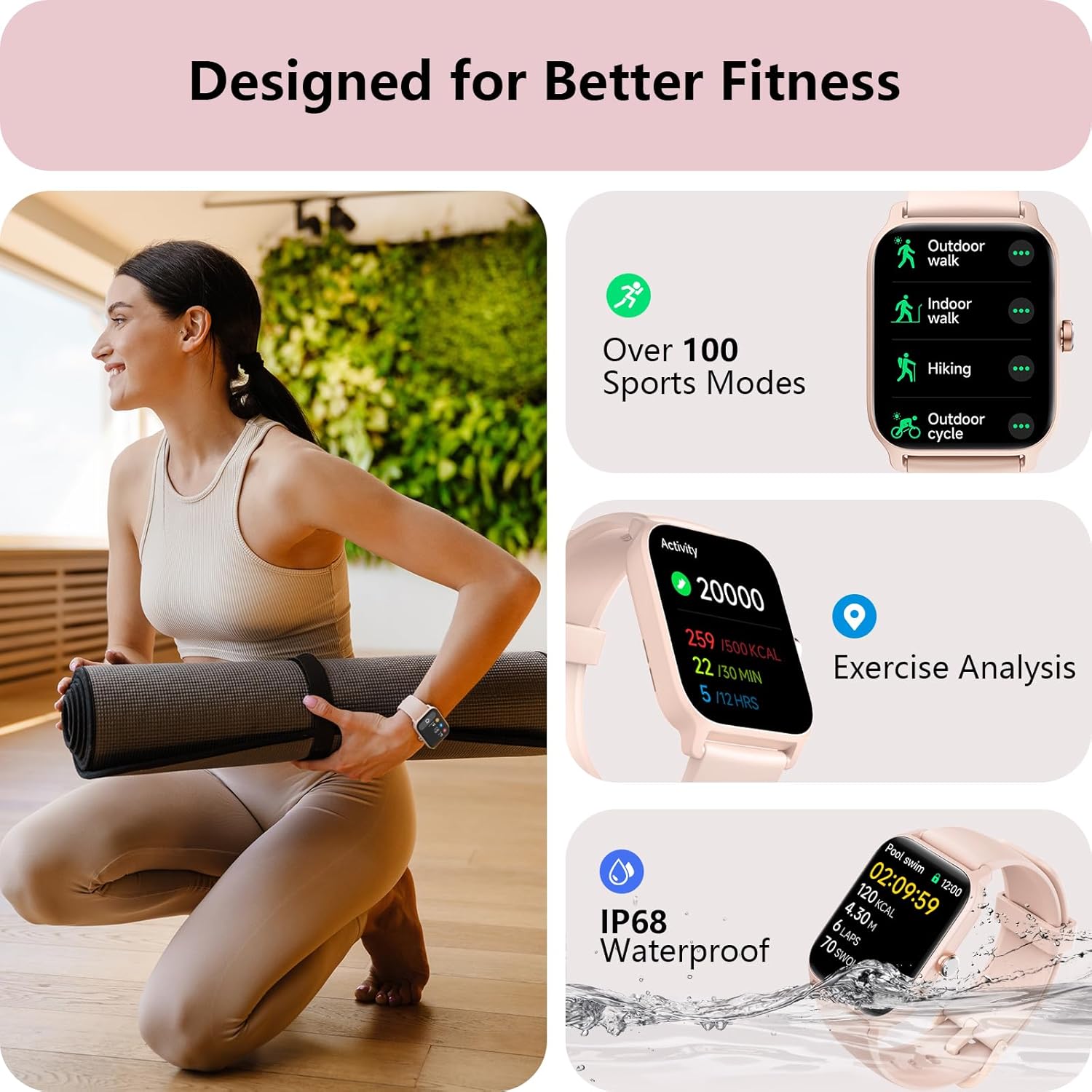 Smart Watch for Women Bluetooth Calling Alexa Fitness Tracker