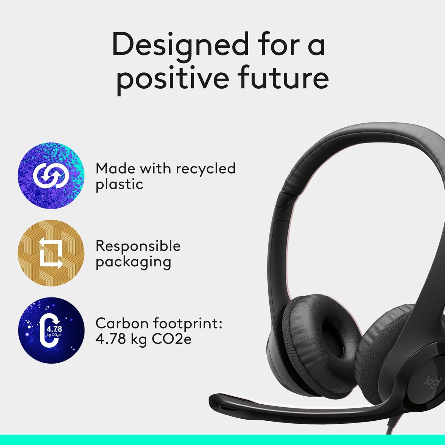 USB Wired Stereo Headset Noise Cancelling Mic In Line Control Black