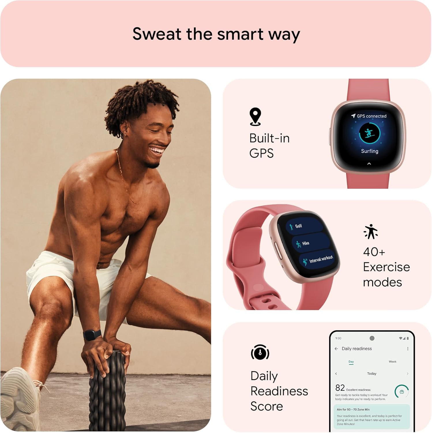GPS Fitness Smart Watch 6 Day Battery Sleep Tracker