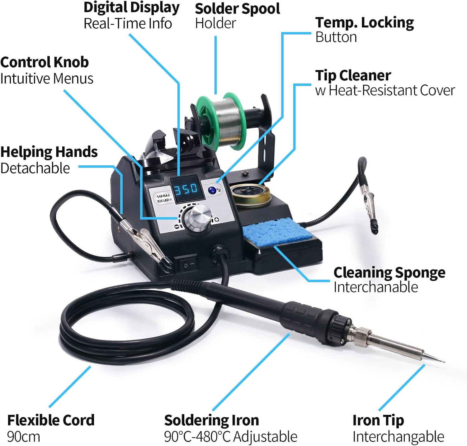 Digital Soldering Iron Station Kit 60W LED Temp Control Tools Set