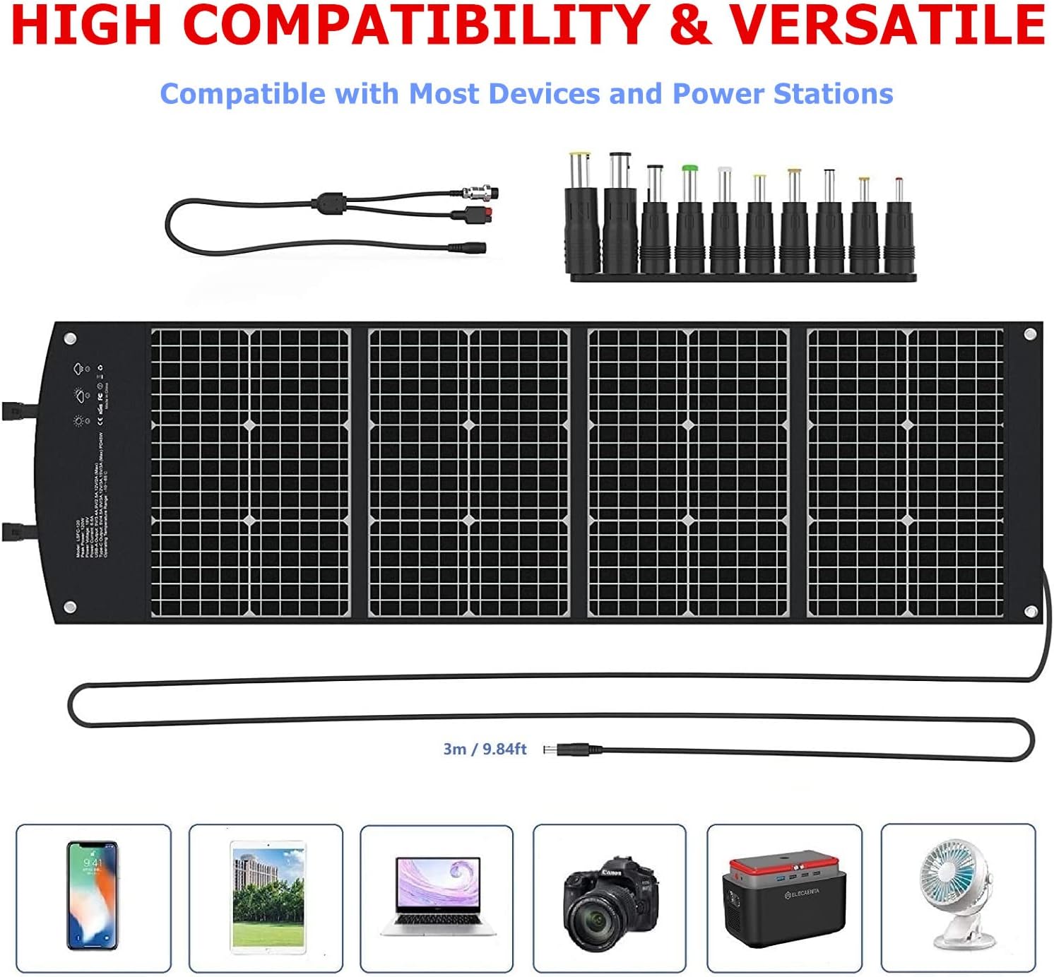 120W Foldable Solar Charger PD45W XT60 Anderson Travel