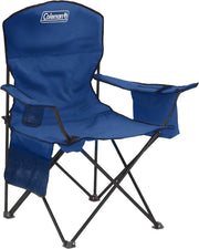 Portable Camping Chair with Cooler Foldable Blue