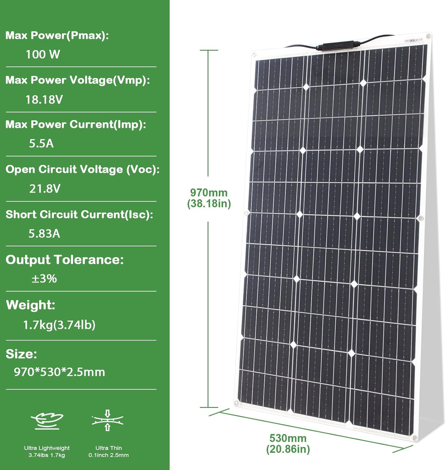 100W Flexible Solar Panel Kit 12V 24V Charge Controller