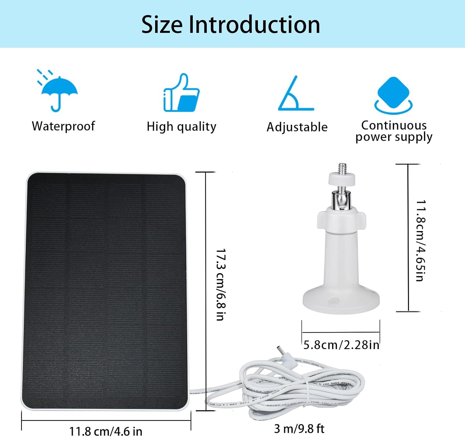2 Pack 5V Solar Panel Charger For Battery Security Camera