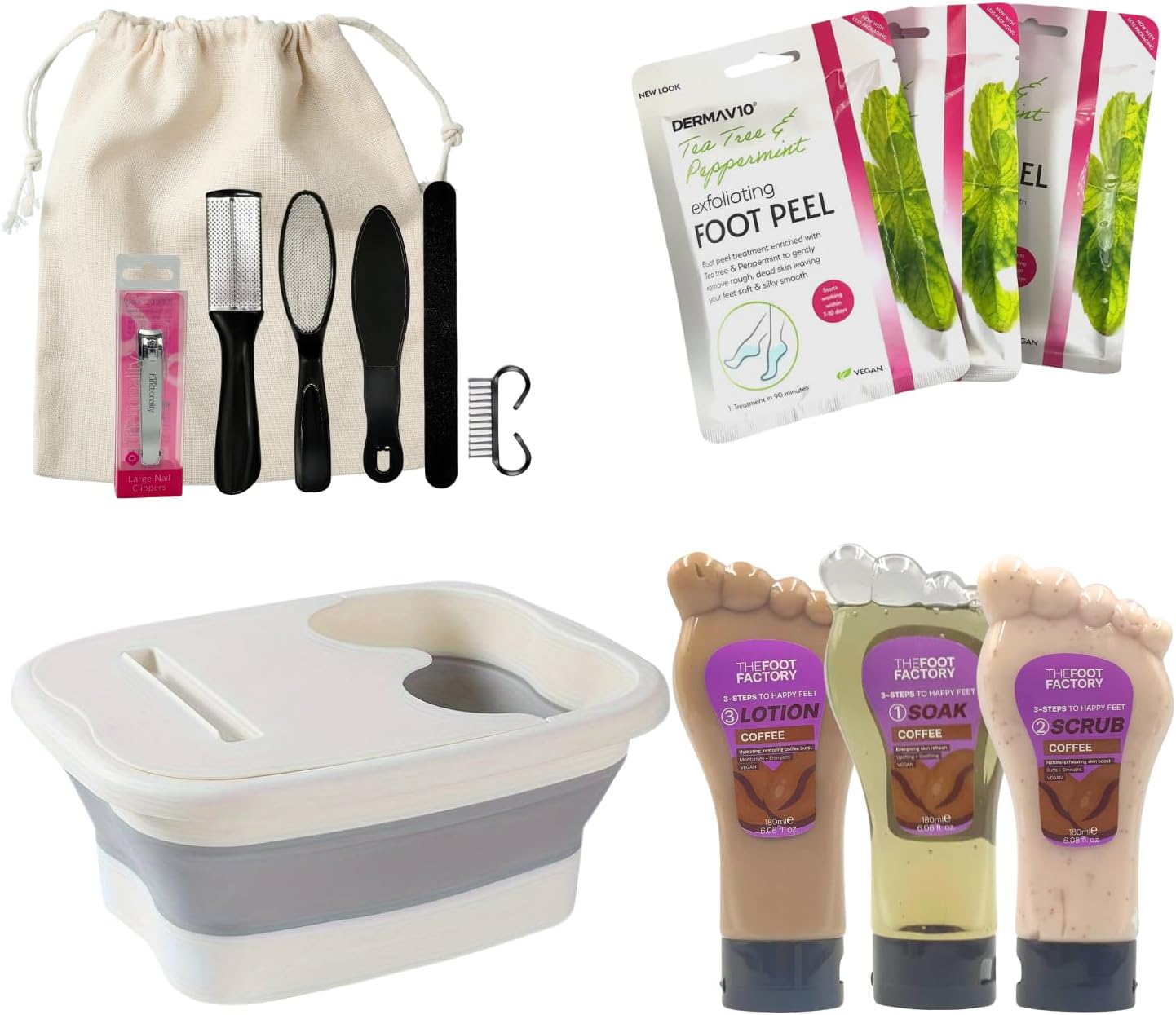 Foot Care Kit Spa Pedicure Set Peel Mask Tools Foot Bath
