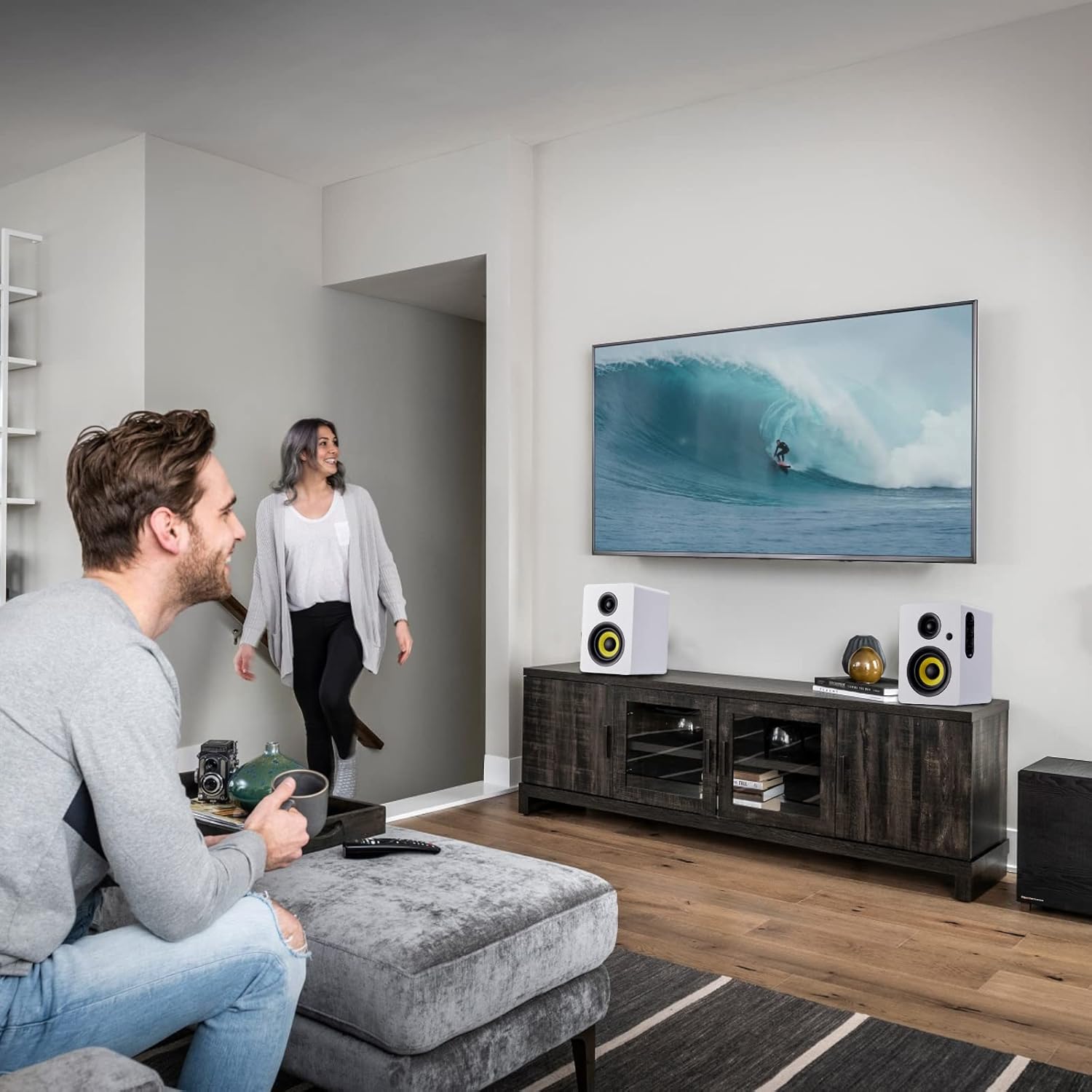 80W Bluetooth Bookshelf Speakers HiFi Studio Monitor Optical USB DAC TRS