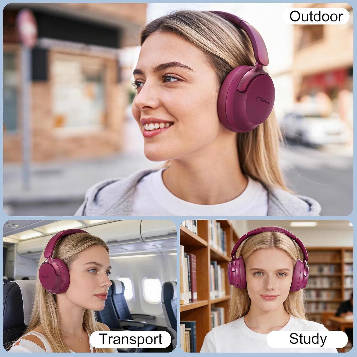 Bluetooth 5.4 Over Ear Headphones 50H Battery Deep Bass Foldable