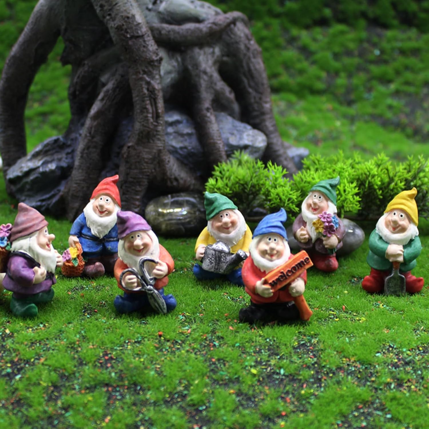 7Pcs Mini Garden Gnomes Set Fairy Micro Landscape Resin Decor