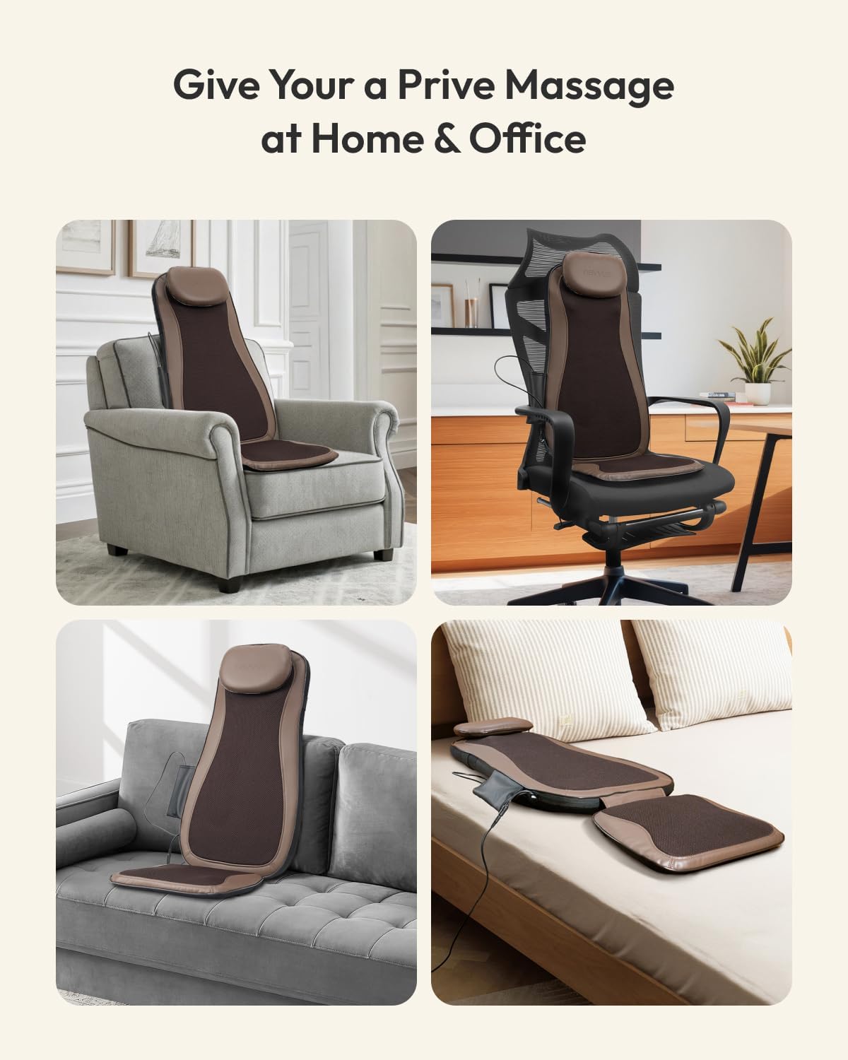 Heated Back Massager Cushion Chair Pad Vibration Shiatsu