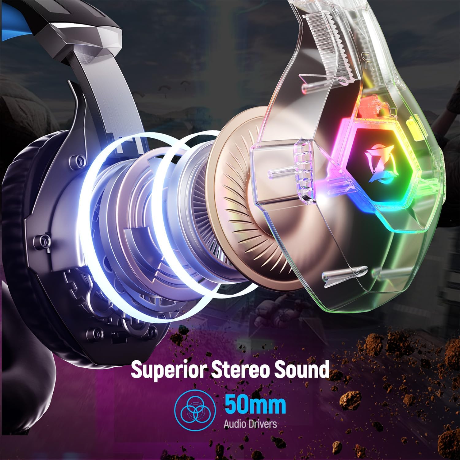 RGB Gaming Headset 50mm Stereo Surround Sound Mic 3.5mm