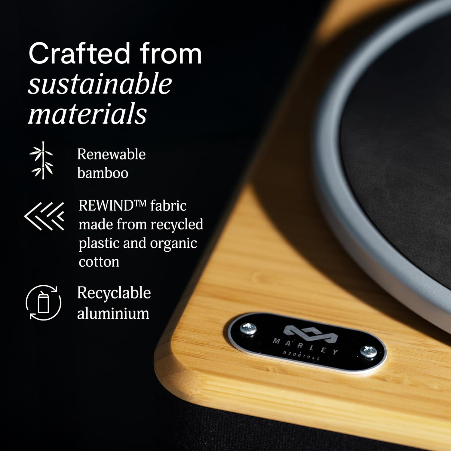 Bamboo Bluetooth Vinyl Player With 10W Stereo Speakers