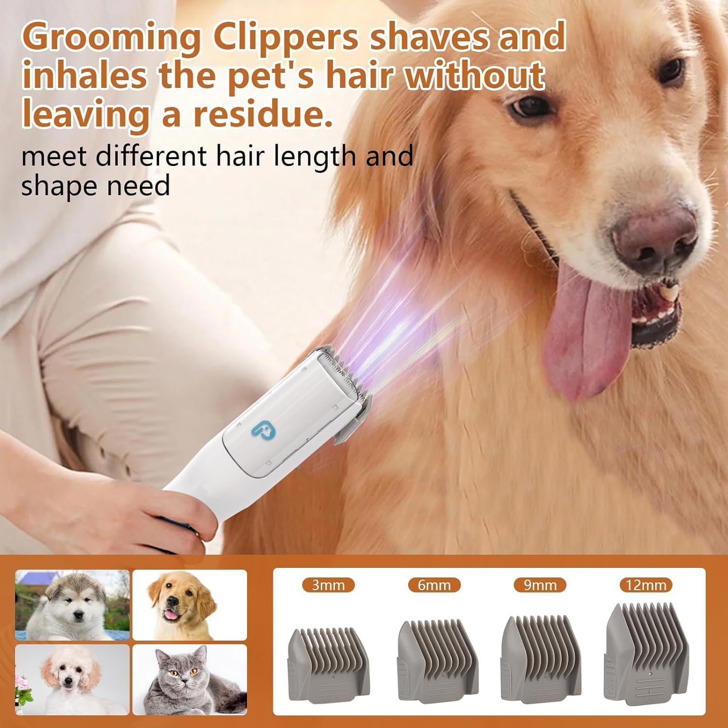 Pet Grooming Vacuum 13400Pa 5 in 1 Dog Hair Remover 2L Quiet
