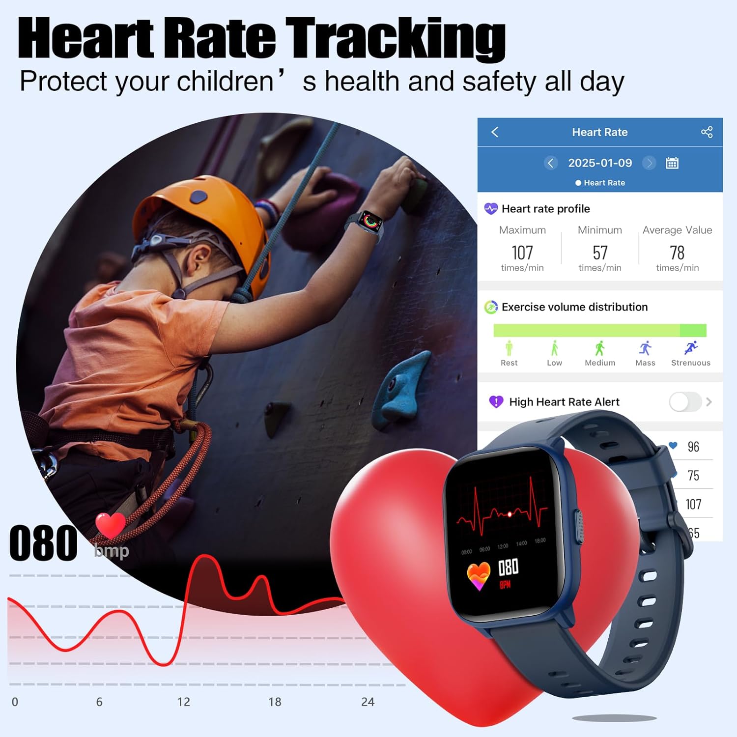 Kids Activity Smart Watch 19 Sports Heart Rate