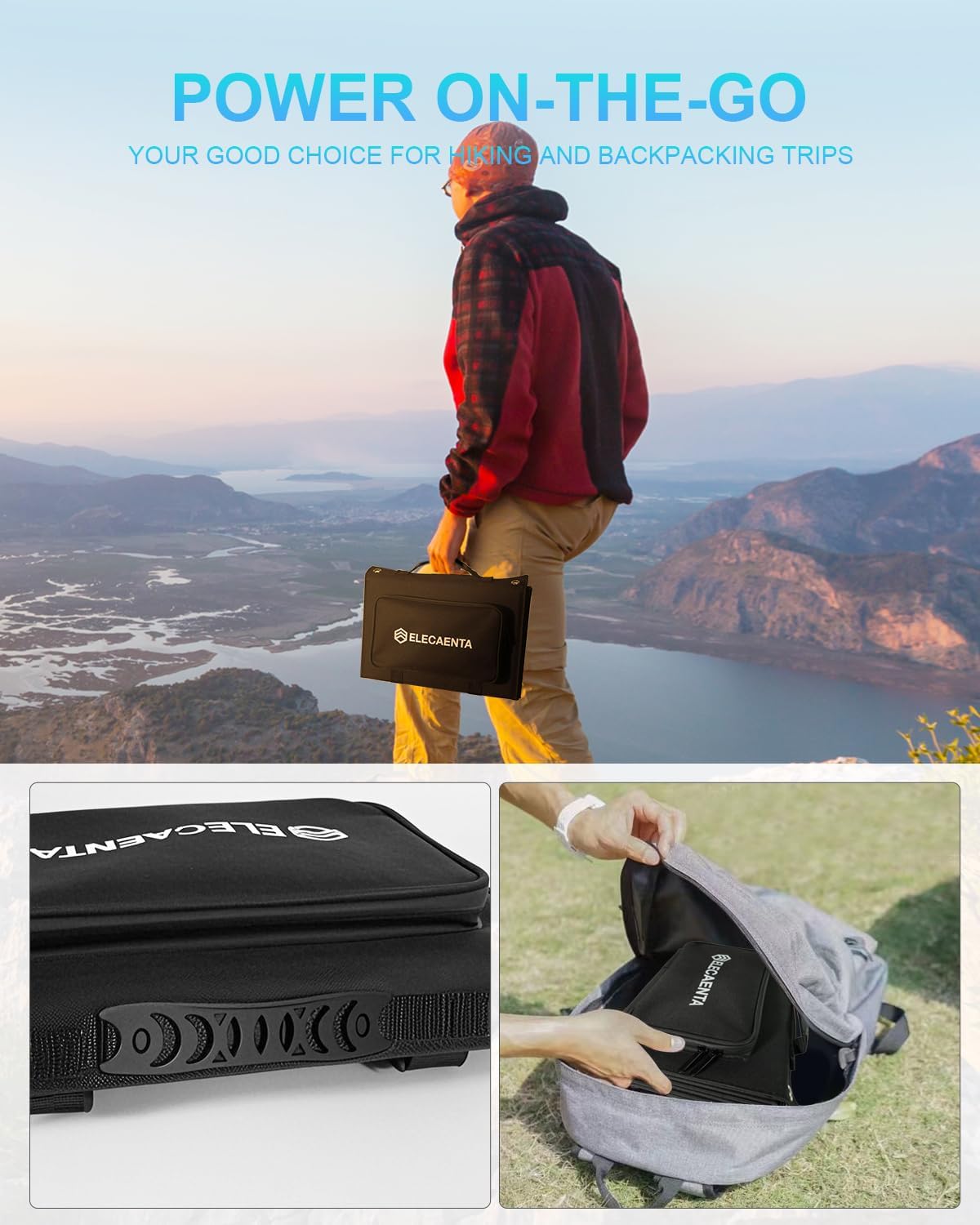60W Foldable Solar Charger PD45W QC3 USB C DC Travel