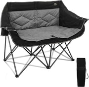 Black Double Folding Loveseat Camping Chair for 2