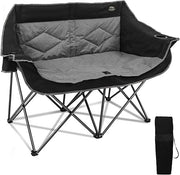Double Folding Loveseat Camping Chair for 2 Black