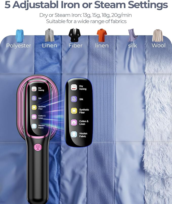 Travel Garment Steamer 1200W 2in1 15s Heat LED Foldable Iron