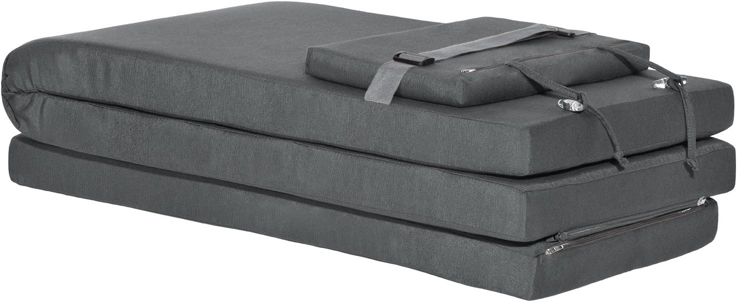 2 Pack Sun Lounger Cushion Pads 175x45x5cm Grey