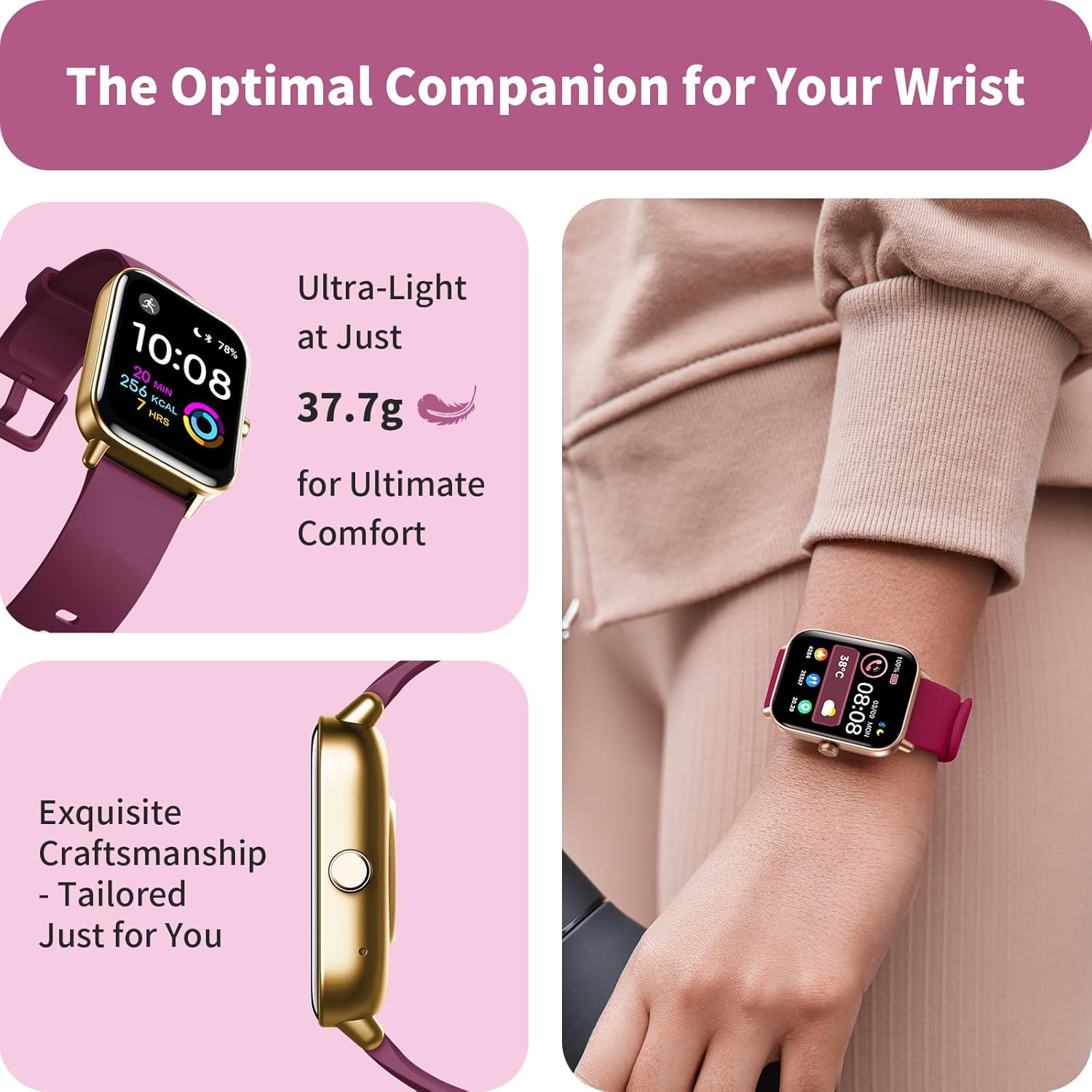 Smart Watch Bluetooth Call Alexa Fitness Tracker Purple