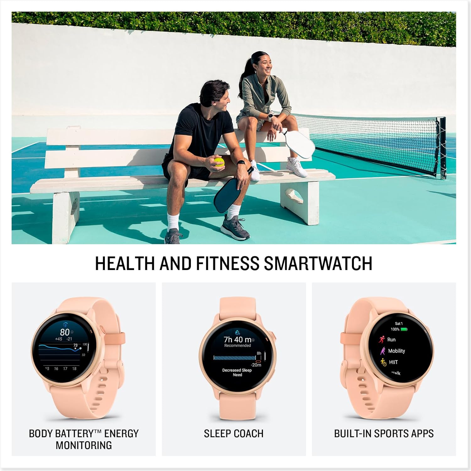 42mm AMOLED GPS Smart Watch 11 Day Fitness Tracker