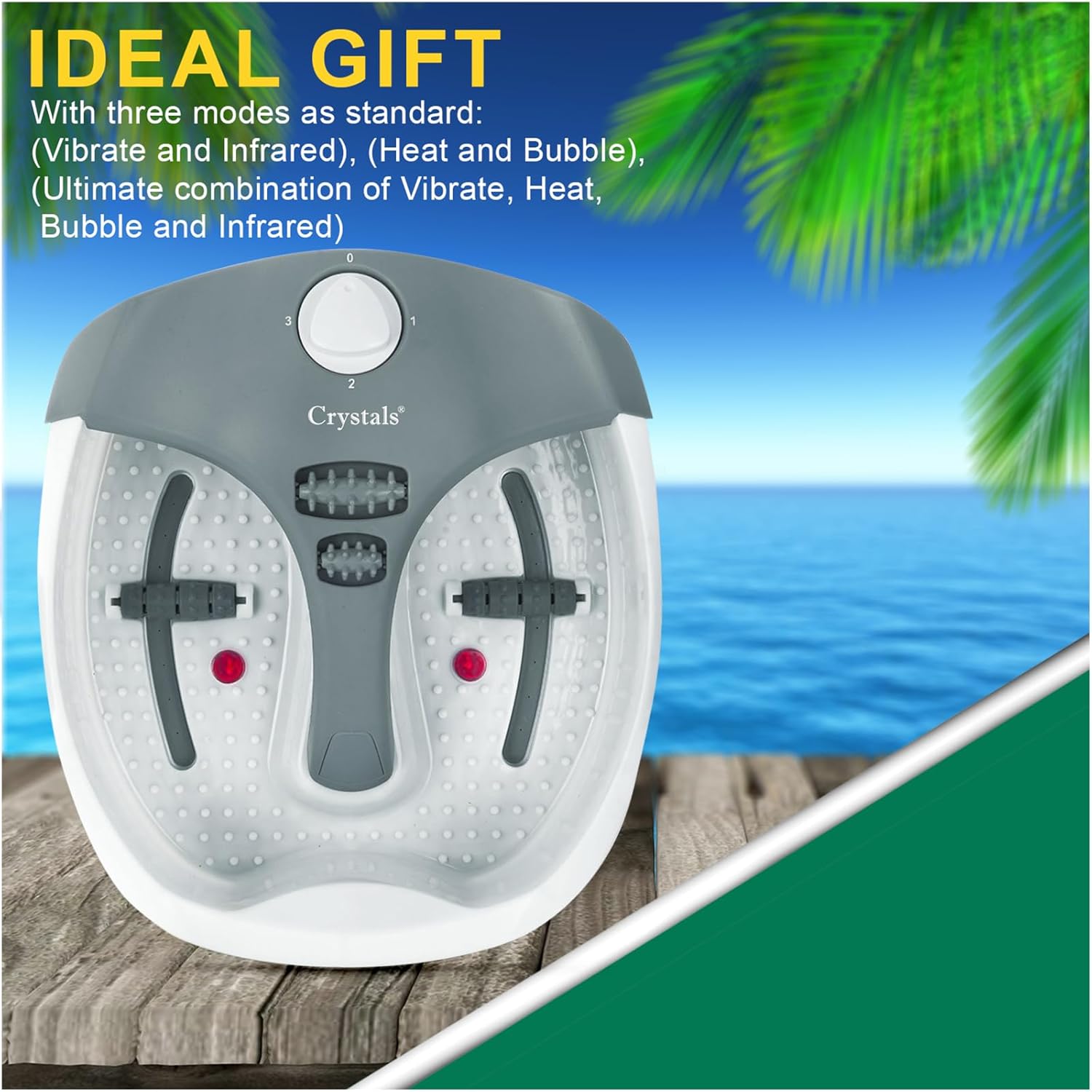 Foot Spa Massager Heat Bubble Vibration Pedicure Bath Rollers 80W