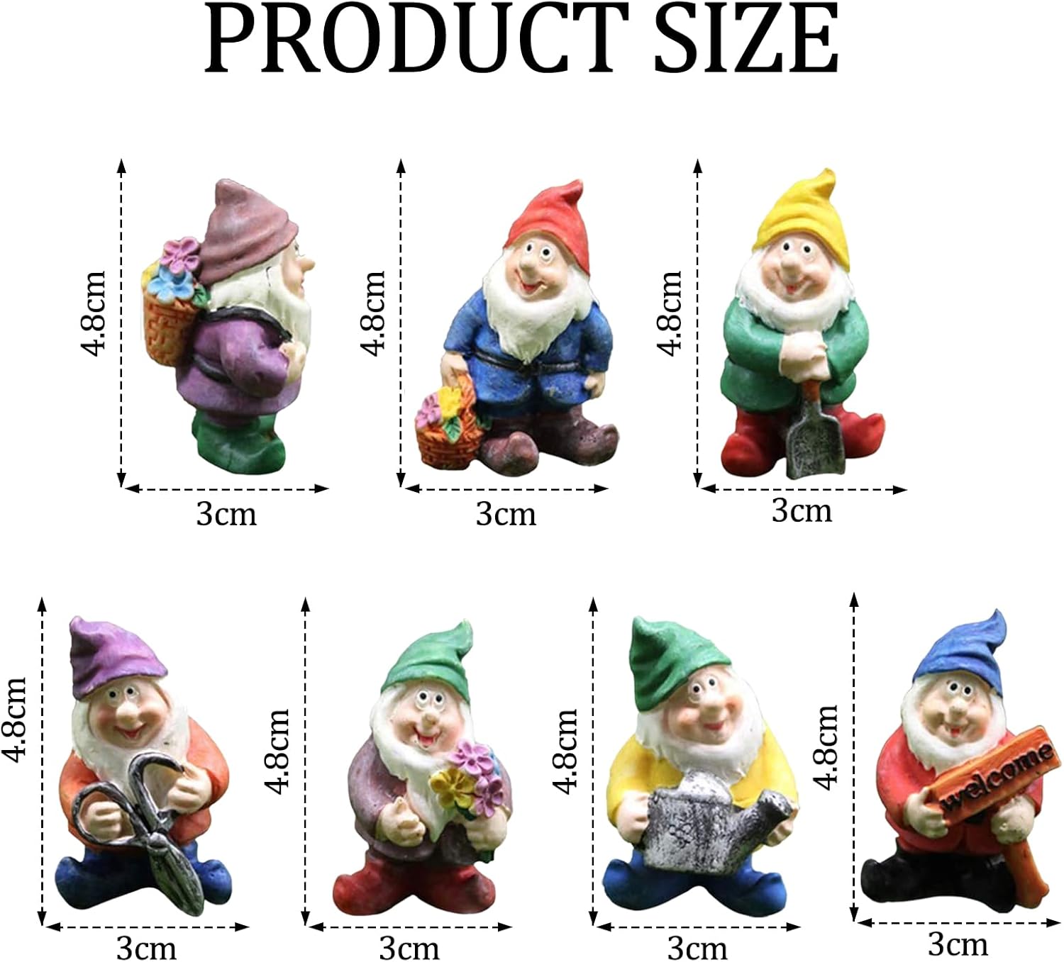 7Pcs Mini Garden Gnomes Set Fairy Micro Landscape Resin Decor