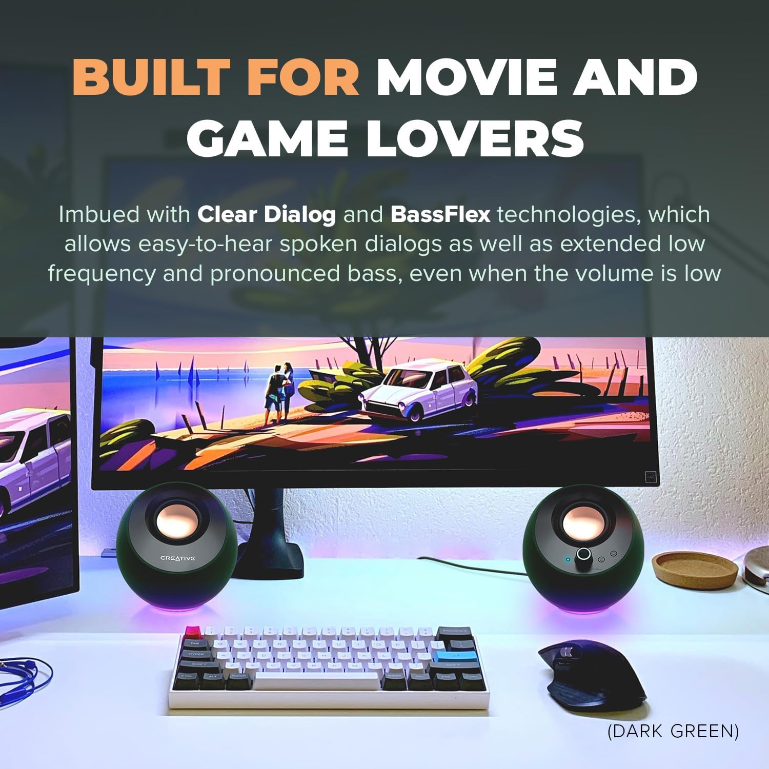 USB C PC Speakers Bluetooth 5.3 RGB Desktop Stereo Audio