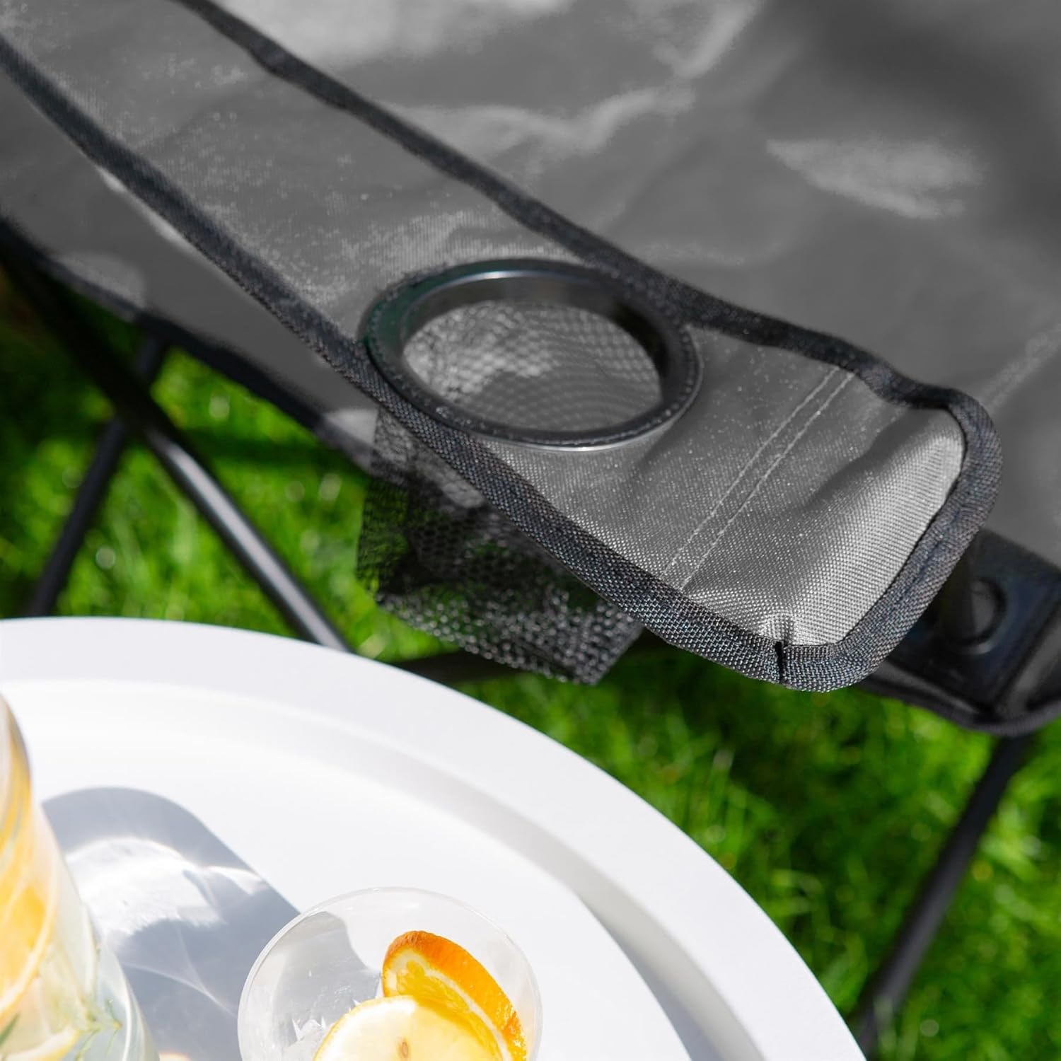 Folding Camping Chairs Pack of 4 Beige Canvas Outdoor Seats