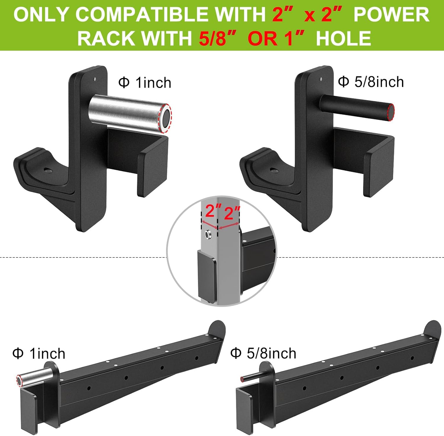 Power Rack J Hooks and Safety Spotter Arms Heavy Duty Barbell Holders