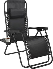 Zero Gravity Folding Lounge Chair Black Adjustable Recliner