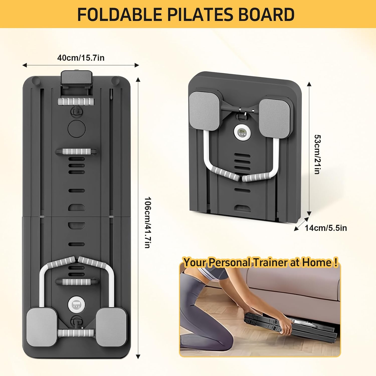 Foldable Pilates Board Reformer Ab Roller Workout Machine
