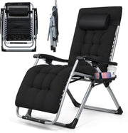 Zero Gravity Recliner Chair Wide Folding Sun Lounger Black