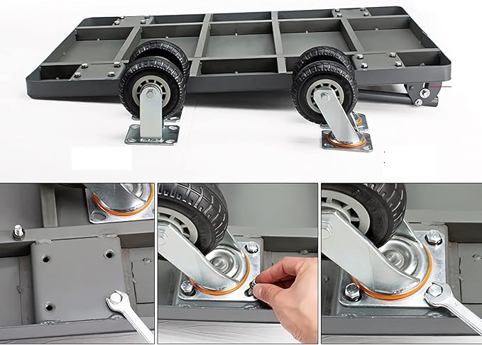 150KG 300KG Folding Platform Truck Cart Steel Push Dolly Swivel Wheels