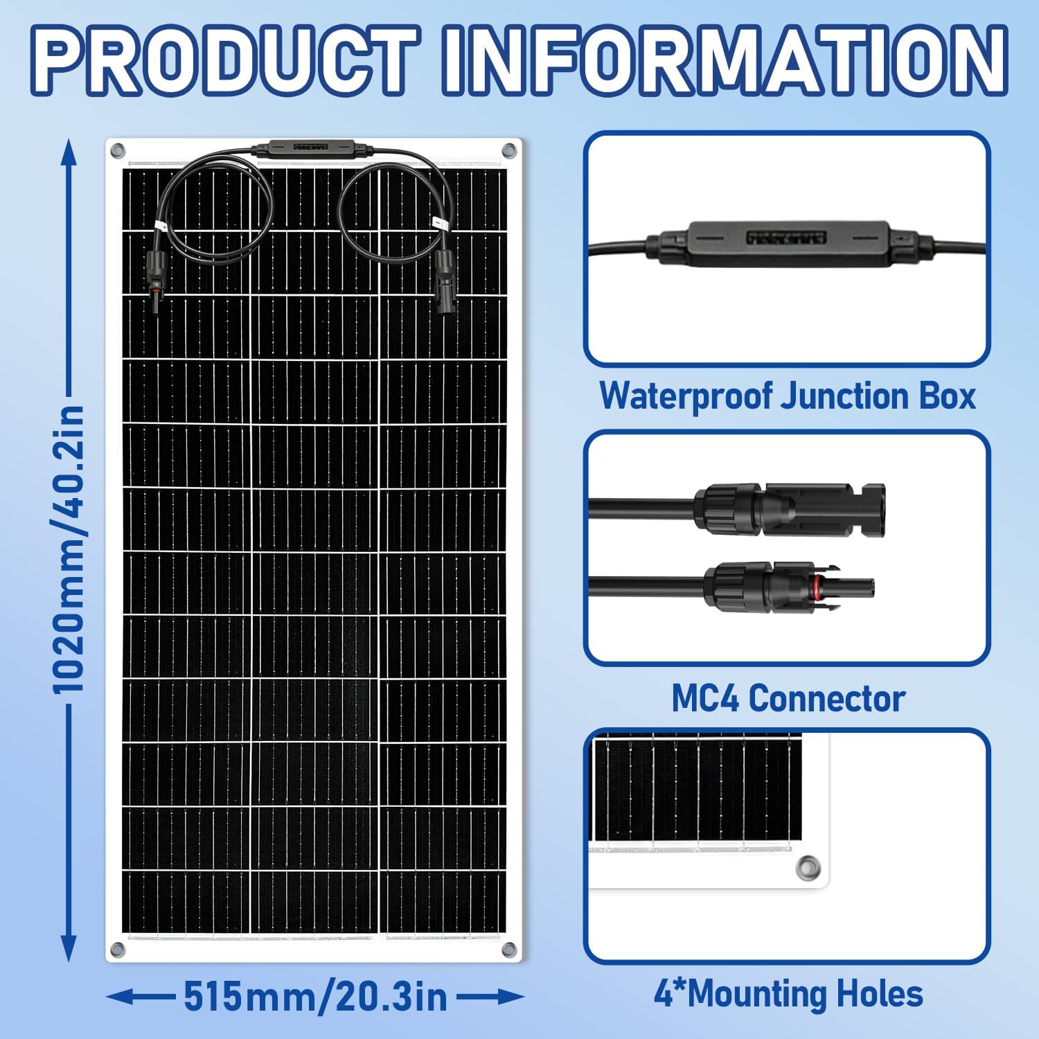 100W Flexible Solar Panel 12V 24V RV Boat Off Grid